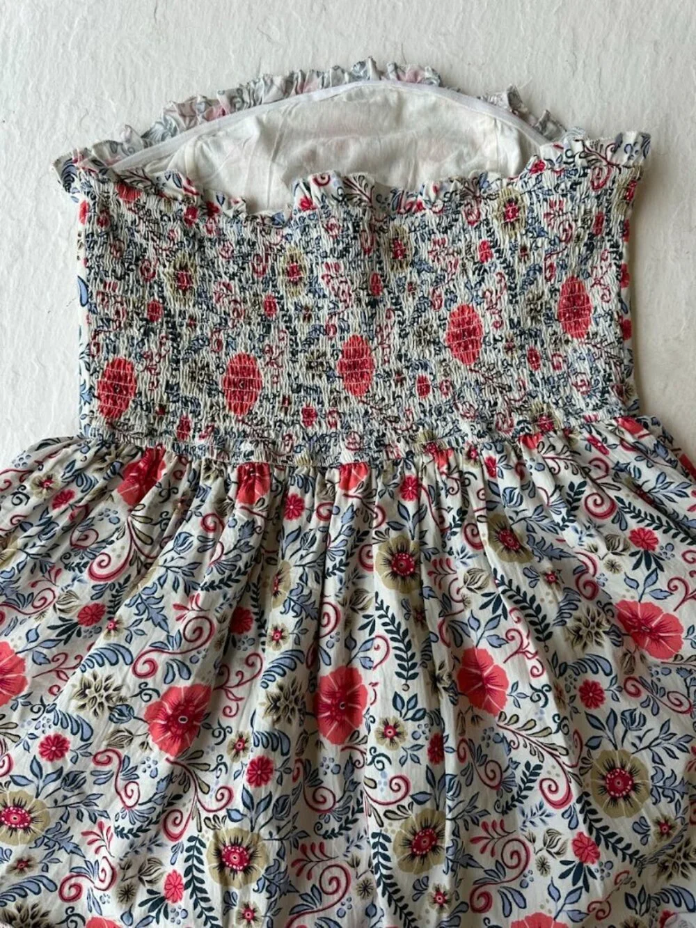 Anthropologie Forever That Girl Strapless Mini Dress L Floral Ruffle Boho - Picture 6 of 14
